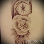 iránytű - rózsák és feliratok - TATTOO SLEEVES SKETCH