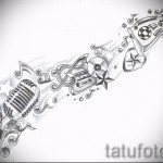 mikrofon - jegyzetek és csillagok - zene - TATTOO SLEEVES SKETCH