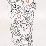 karakterek Alice Csodaországban - TATTOO SLEEVE SKETCH