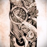 szüreti chams - szárnyak és virágok - TATTOO SLEEVES SKETCH