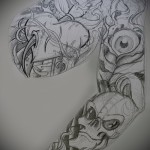 koponya és szem - TATTOO SLEEVE SKETCH