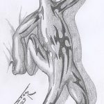 Eredeti vázlat egy szalamandra tetováláshoz - egy kép egy egyedi szalamandra tetoválás ötletének kialakításához