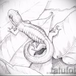 Stílusos vázlat egy szalamandra tetováláshoz - egy kép egy egyedi szalamandra tetoválás ötletéhez