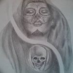 fotó Vázlat a Santa Muerto tetoválásról, 2018. 06. 03. №139 - Santa Muerto vázlata -