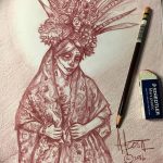 fotó Vázlat Santa Muerto tetoválásról, 2018. 06. 03. №057 - Santa Muerto vázlata -