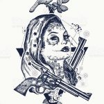 fotó Vázlat a Santa Muerto tetoválásról, 2018. 06. 03. №068 - Santa Muerto vázlata -