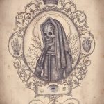 fotó Vázlat a Santa Muerto tetoválásról, 2018. 06. 03. №072 - Santa Muerto vázlata -