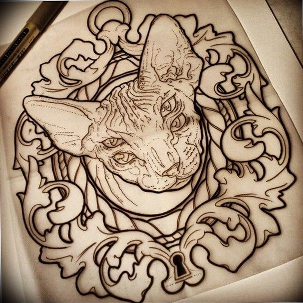 Szfinx tetoválás vázlata 2019.08.20. №124 - Szfinx tetoválás vázlata -