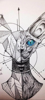 Szfinx tetoválás vázlata 2019.08.20. №052 - Szfinx tetoválás vázlata -