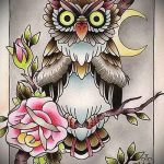 bagoly tetoválás vázlatok színes 4