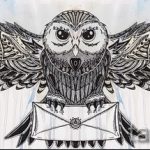 bagoly tetoválás vázlata a mellkason 6
