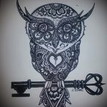 bagoly tetoválás vázlata zárral 1