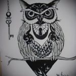 bagoly tetoválás vázlata zárral 2