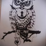 bagoly tetoválás vázlata zárral 4