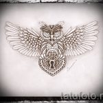 bagoly tetoválás vázlata zárral 5