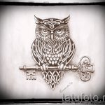 bagoly tetoválás vázlata zárral 6