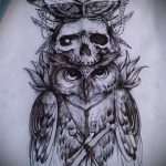 bagoly koponya tetoválás vázlata 1