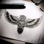 bagoly tetoválás vázlata koponyával 4