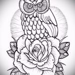 bagoly tetoválás vázlata rózsákban 1