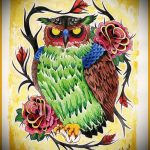 bagoly tetoválás vázlat