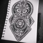 Hűvös vázlat a profiktól egy bagoly rajzával egy tetováláshoz