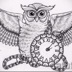 bagoly tetoválás vázlatok órával 3