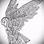 Eule Tätowierung auf seinem Hals Skizze 1