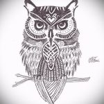 Eule Tätowierung auf seinem Hals Skizze 4