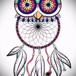 bagoly és Dreamcatcher tetoválás vázlata 2
