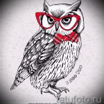 Skizze der Tattoo-Eule auf der Hand 1