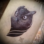 Skizze Eule Tattoo auf Bein 2