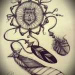 bagoly és álomfogó tetoválás vázlata 7