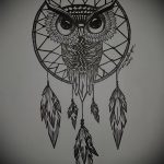 bagoly és álomfogó tetoválás vázlata 11