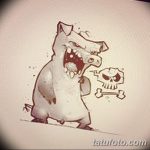 снимка Скици на татуировка на прасе (глиган) от 26.09.2017 г. №033 - Скици на прасе -