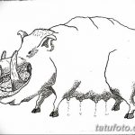 снимка Скици на татуировка на прасе (глиган) от 26.09.2017 г. №038 - Скици на прасе -