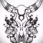 Интересна скица за татуировка със снимка на Телец - интересна идея за татуиране на Телец