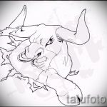 Готина скица за татуировка с рисунка на Телец - интересна идея за татуировка Телец