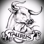 Достоен скица за татуировка Телец - стилна идея за татуировка Телец
