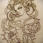 vázlat egy Valkyrie tetoválásról 885. sz. - a minta egyedi változata, amely jól használható változtatásra és tetoválásként való alkalmazásra Valkyrie amulettként