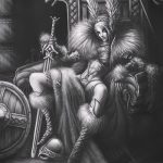 vázlat egy Valkyrie tetoválásról, 678. szám - a minta érdekes változata, amely jól használható a finomításra és a Valkyrie tetoválására a karon