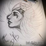 vázlat egy Valkyrie tetoválásról, 557. szám - a rajz méltó változata, amely jól használható a Valkyrie amulett megváltoztatására és tetoválásként történő alkalmazására