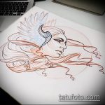 Valkyrie tetoválási vázlat # 790 - a minta exkluzív változata, amely könnyen használható a feldolgozáshoz és a Valkyrie tetováláshoz a hátoldalon