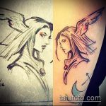 vázlat egy Valkyrie tetoválásról № 662 - a rajz hűvös változata, amely jól használható a tetoválás feldolgozására és felhelyezésére Valkyrie szárnyaként