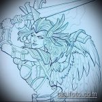 vázlat egy 646 -os Valkyrie tetoválásról - a minta egyedi változata, amely sikeresen használható a Valkyrie tetoválás átalakítására és felhelyezésére a karra