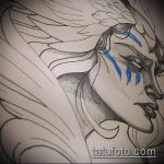 vázlat egy 466 -os számú Valkyrie tetoválásról - a minta hűvös változata, amely jól használható a Valkyrie megváltoztatására és tetoválásra a kezén