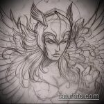 vázlat egy Valkyrie tetoválásról # 762 - a rajz hűvös változata, amely sikeresen használható a Valkyrie amulett megváltoztatására és tetoválásként történő alkalmazására