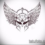 vázlat egy Valkyrie tetoválásról # 601 - a rajz hűvös változata, amely könnyen használható a feldolgozásra és az Alkarra való tetováláshoz