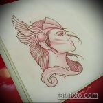 vázlat egy Valkyrie tetoválásról № 751 - a minta egyedi változata, amely sikeresen használható a Valkyrie átalakítására és tetoválásként való alkalmazására az alkaron