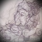 A Valkyrie tetoválás vázlata # 348 a minta klassz változata, amely sikeresen használható a Valkyrie tetoválás finomítására és felhelyezésére a hátán