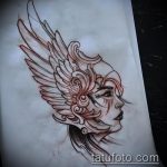 vázlat egy Valkyrie tetoválásról № 160 - a minta exkluzív változata, amely jól használható a Valkyrie amulett átalakítására és alkalmazására tetoválásként